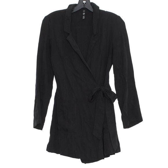 Zara Romper Dark Academia Minimalist Business Casual Comfort Tie Waist Black XS - Picture 5 of 5